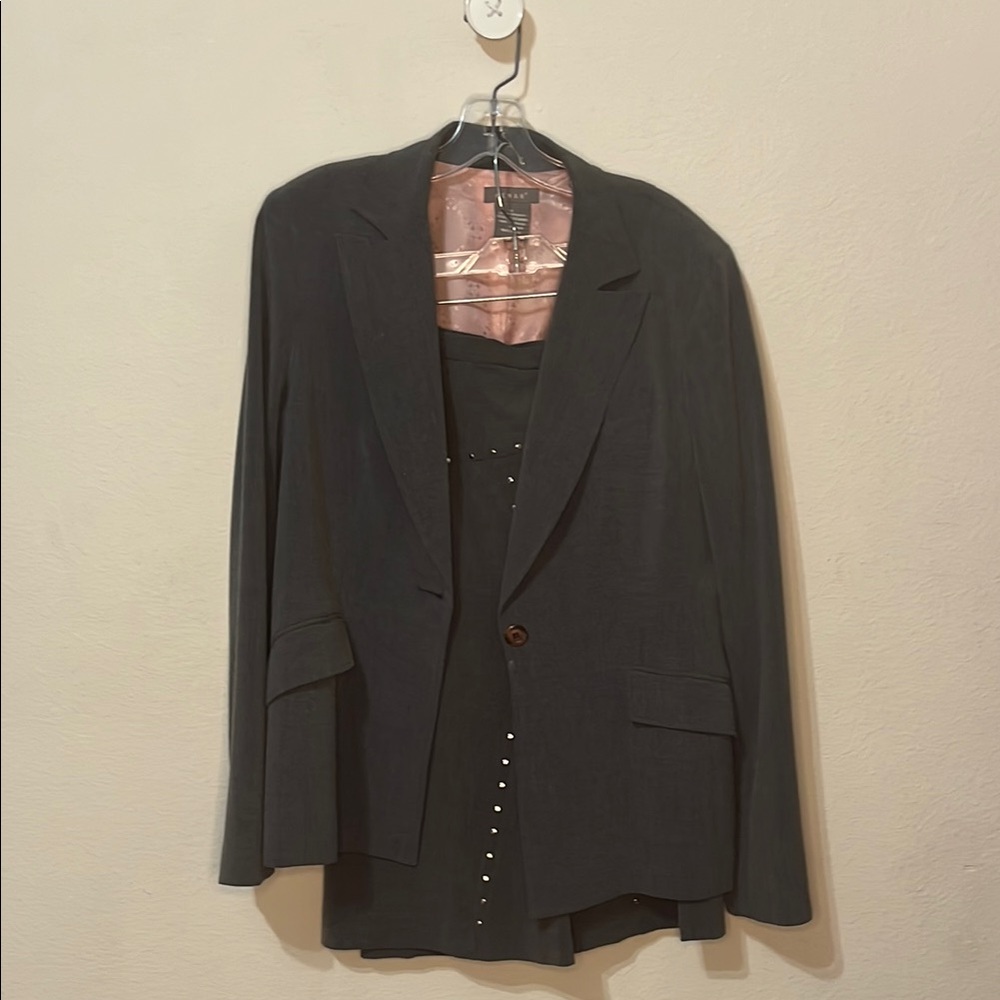 Kenar Gray Blazer and Studded Skirt